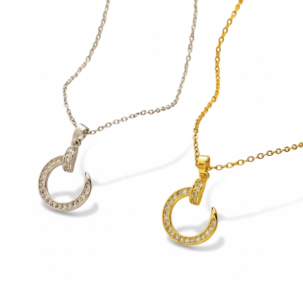 Collier Croissant Pavé